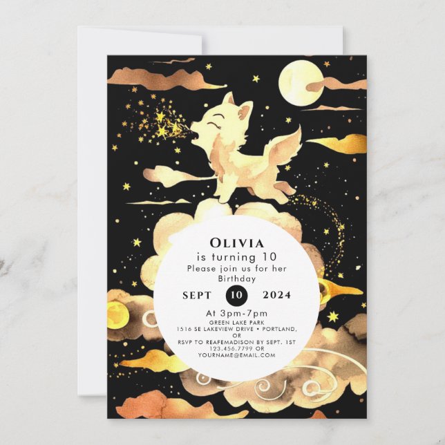 Invitación Aniversario del lobo de Woodland (Anverso)