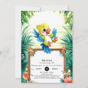 Invitación Aniversario del loro de niños simples