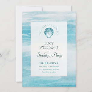 Invitación Aniversario del mar azul estético
