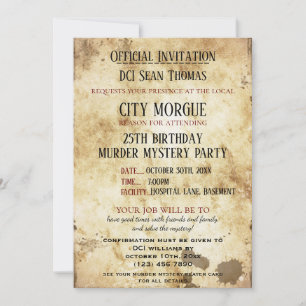 Invitación Aniversario del Misterio del Asesinato Grungy