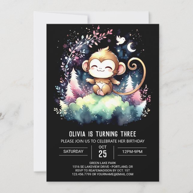 Invitación Aniversario del mono de la jungla (Anverso)