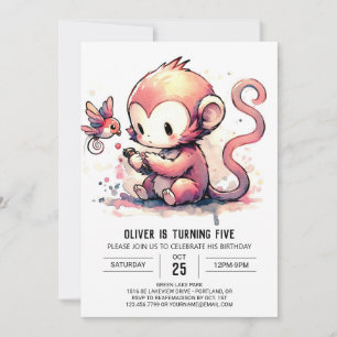 Invitación Aniversario del mono de la jungla infantil