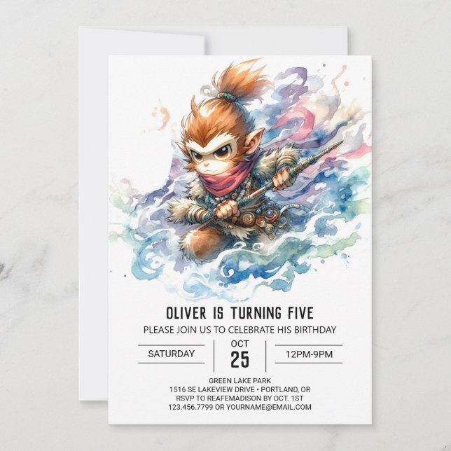 Invitación Aniversario del mono de la Moda infantil (Anverso)