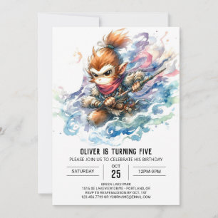 Invitación Aniversario del mono de la Moda infantil