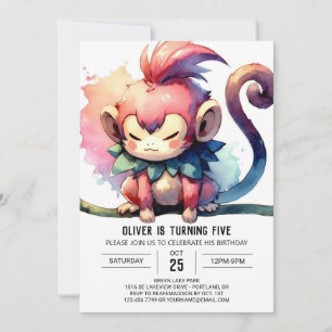 Invitación Aniversario del Mono de los Niños Rústicos