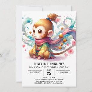 Invitación Aniversario del Mono de los Niños Rústicos