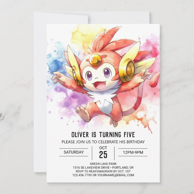 Invitación Aniversario del Mono de Niños Rústicos (Anverso)