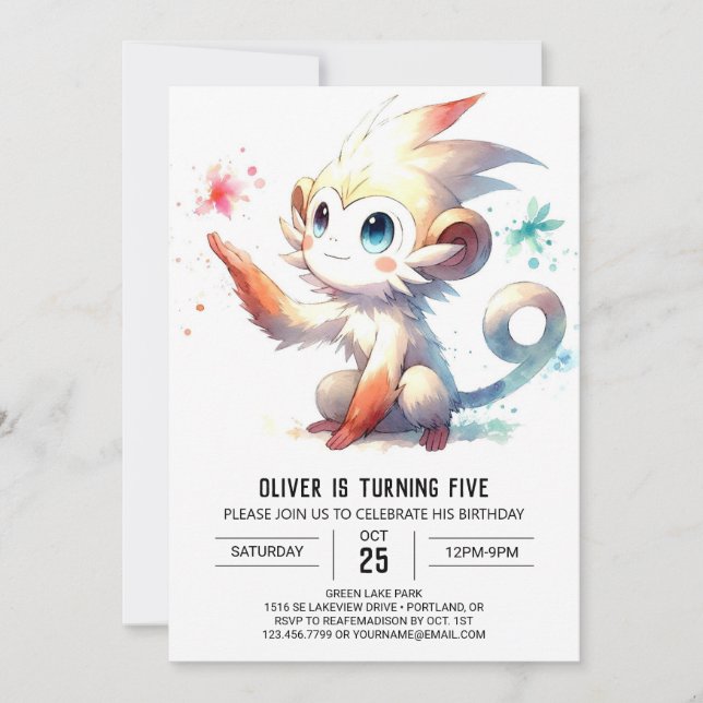 Invitación Aniversario del Mono de Niños Rústicos (Anverso)