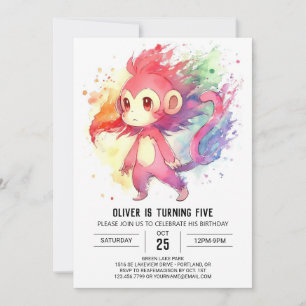 Invitación Aniversario del mono editable de la jungla