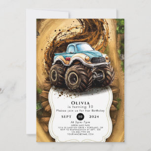 Invitación Aniversario del Monstruo del Camión de los Niños M