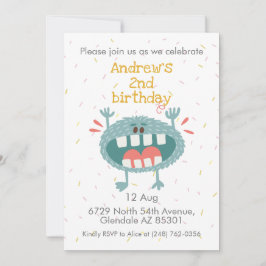 Invitación Aniversario del Monstruo Verde azulado
