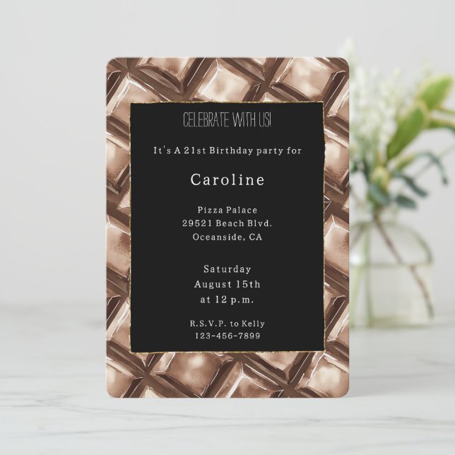Invitación Aniversario del nacimiento de Chocolate Candy Bar (Anverso de pie)