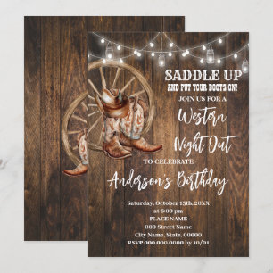 Invitación Aniversario del nacimiento de Cowboy Country Night