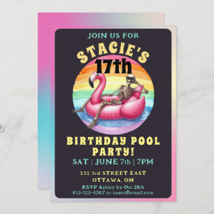 Invitación Aniversario del nacimiento de Rainbow Skeleton