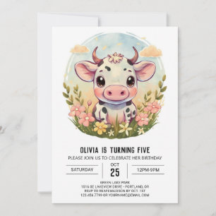 Invitación Aniversario del nacimiento de una vaca elegante