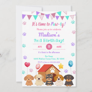 Invitación Aniversario del nacimiento del Chica de Cachorro d
