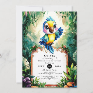 Invitación Aniversario del nacimiento del loro infantil capri