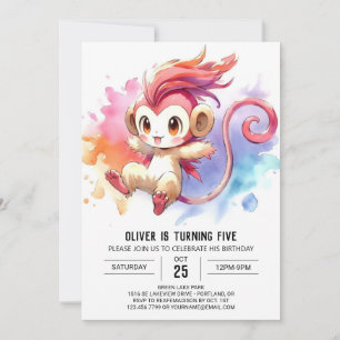 Invitación Aniversario del nacimiento del mono original infan