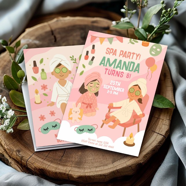 Invitación Aniversario del natalidad del spa rosa Cute Pastel (Subido por el creador)