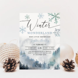 Invitación Aniversario del niño de Blue Winter Wonderland