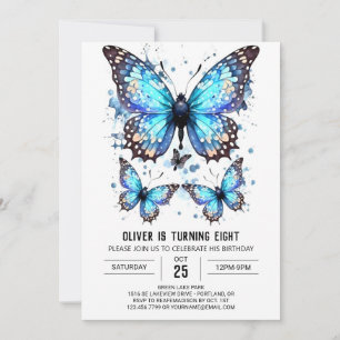Invitación Aniversario del niño elegante y elegante mariposa