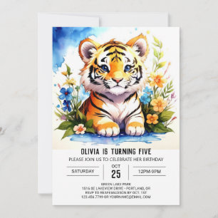 Invitación Aniversario del niño pequeño Tigre editable
