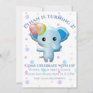Invitación Aniversario del niño pequeño y azul lindo