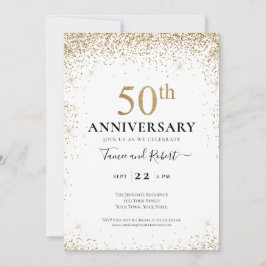 Invitación Aniversario del Oro Blanco Negro 50 Boda