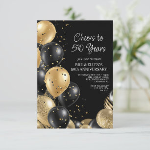 Invitación Aniversario del Oro Negro 50° Boda
