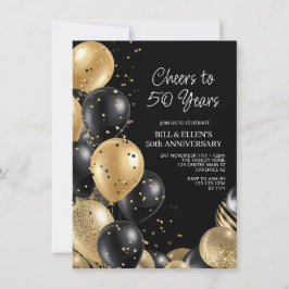 Invitación Aniversario del Oro Negro 50° Boda