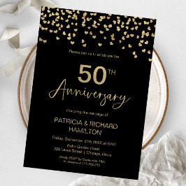 Invitación Aniversario del Oro y el Negro 50° Boda