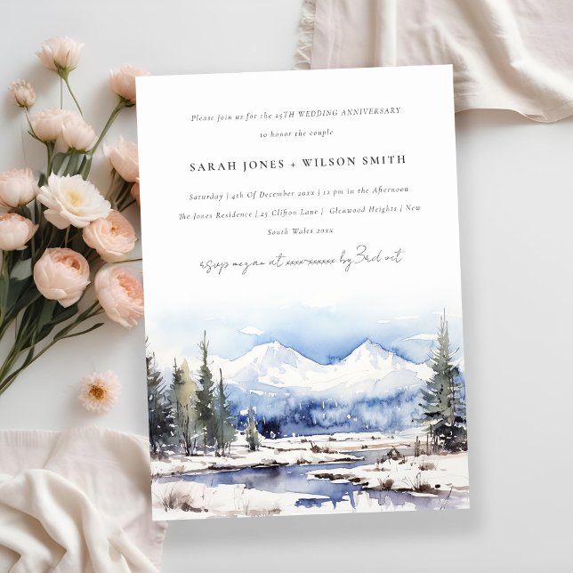 Invitación Aniversario del paisaje de esquiar de la montaña d (Subido por el creador)