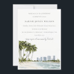 Invitación Aniversario del paisaje de la palma acuarela de Mi<br><div class="desc">Colección temática de Paisaje de Palm Watercolor de Miami Florida.- Es un elegante Ilustracion acuático de escritura de Miami Beach con paisajes de palmeras con horizonte urbano en segundo plano, perfecto para tu boda y fiestas de destino tropical. Es muy fácil de personalizar, con sus datos personales. Si necesita cualquier...</div>