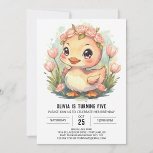 Invitación Aniversario del Pato de Cute Watercolor