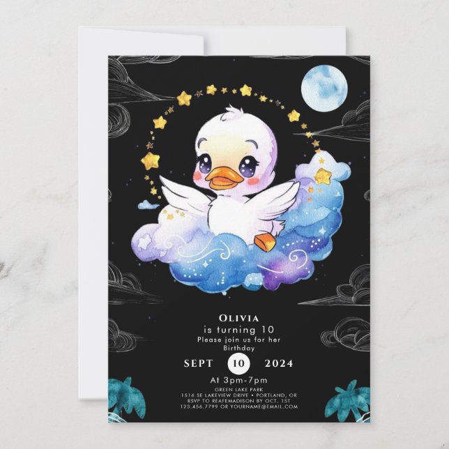 Invitación Aniversario del Pato de Niños Encantados (Anverso)