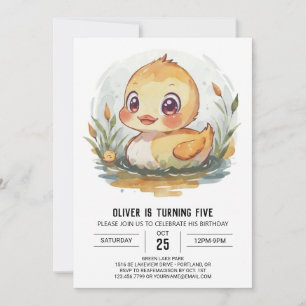 Invitación Aniversario del Pato Editable Cute