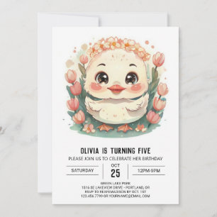 Invitación Aniversario del Pato Rosa Pastel