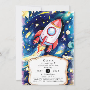 Invitación Aniversario del Pequeño Cohete Encantado