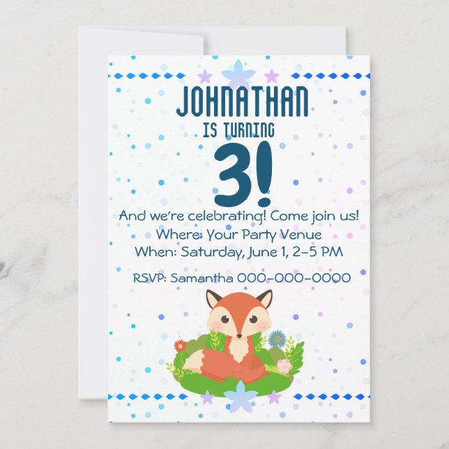 Invitación Aniversario del Pequeño Fox (Anverso)