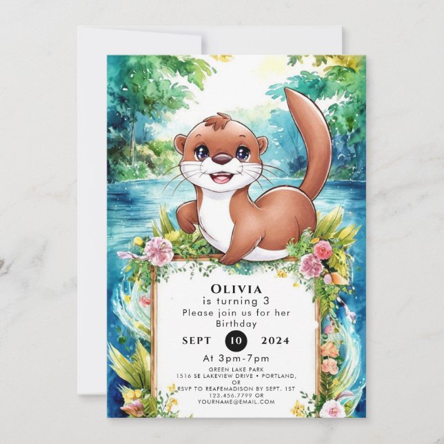 Invitación Aniversario del pequeño Otter (Anverso)