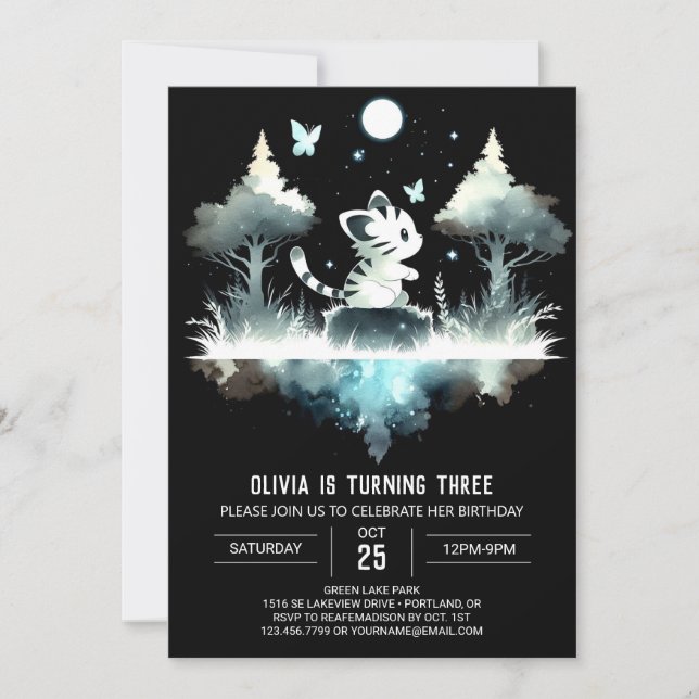 Invitación Aniversario del pequeño tigre del castillo (Anverso)