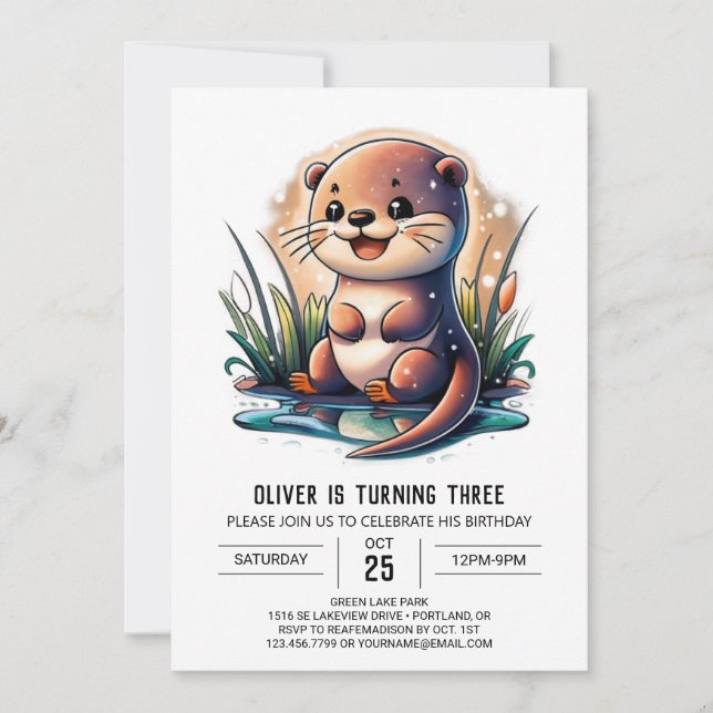 Invitación Aniversario del Personalizado de Otter mágico (Anverso)