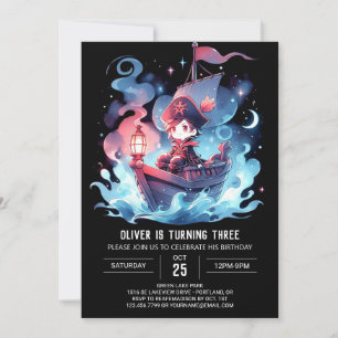Invitación Aniversario del Pirata Adorable Temerario