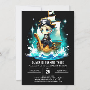 Invitación Aniversario del pirata de Cute Dreamy