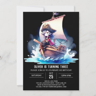 Invitación Aniversario del pirata de la fantasía de los niños