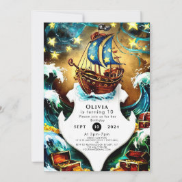 Invitación Aniversario del pirata de niños simples y divertid