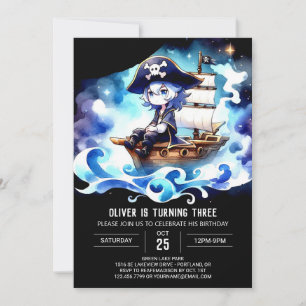Invitación Aniversario del pirata de Pastel Adorable