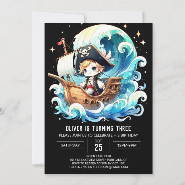 Invitación Aniversario del Pirata Majestuoso (Anverso)