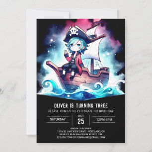 Invitación Aniversario del Pirata Moderno Elegante