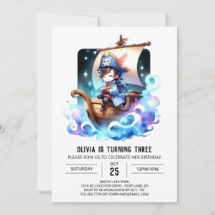 Invitación Aniversario del Pirata Simple Encantado